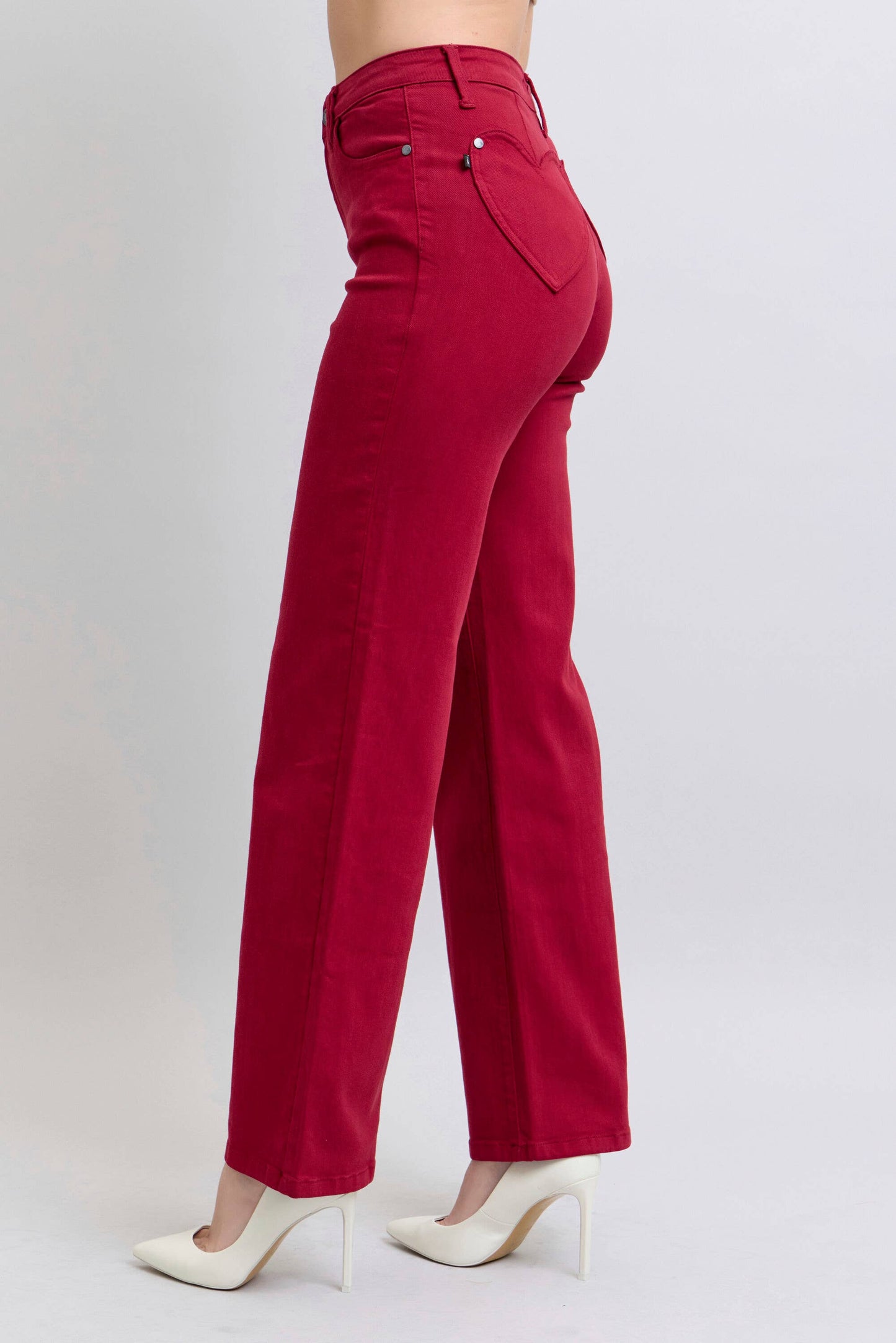 Heart Shaped Back Pockets High Waisted 90's Straight: Scarlet / 7(28)
