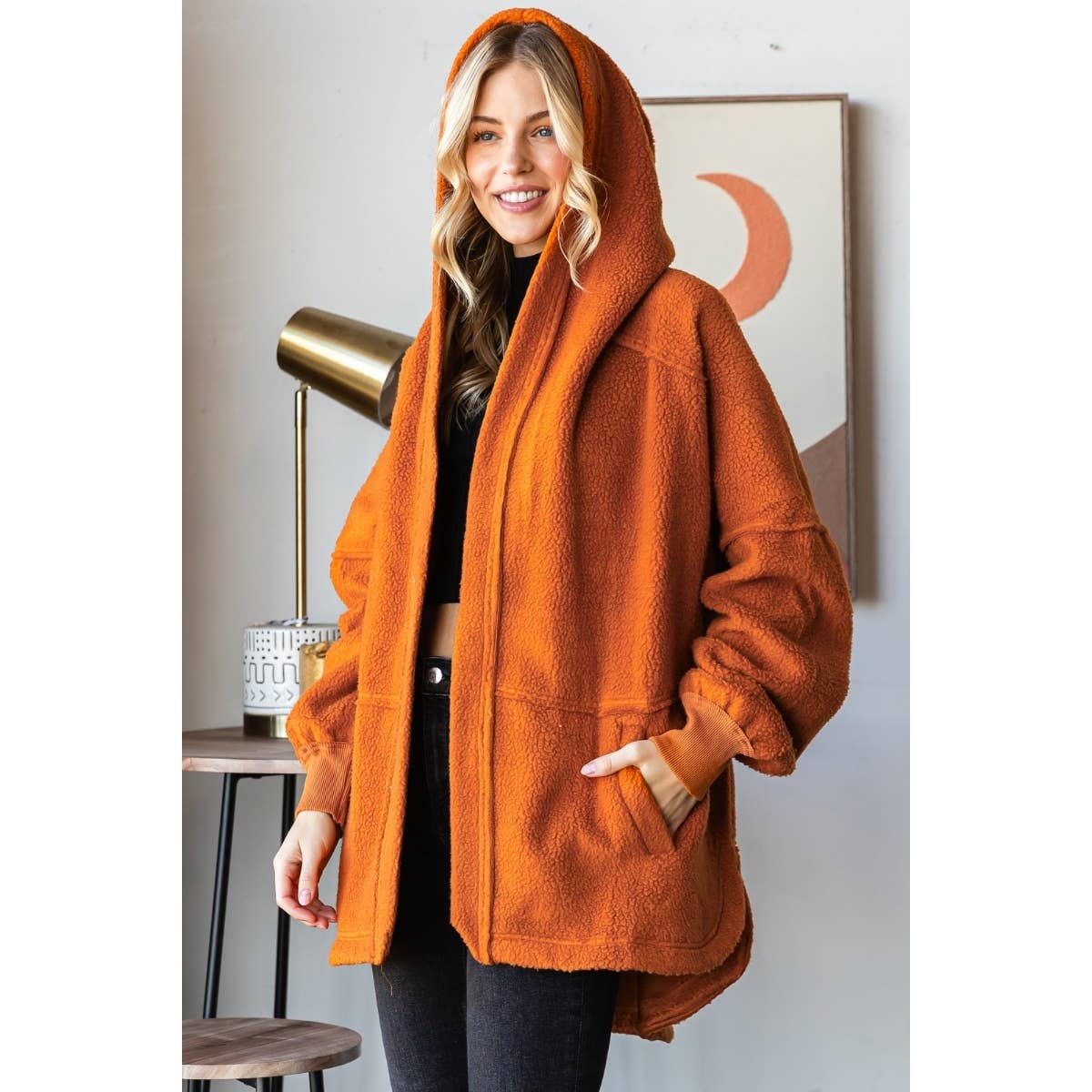 Lightweight Fleece Hooded Jacket: Hot pink / S