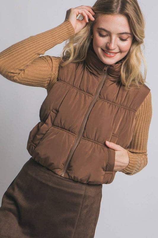 Reversible Animal Print Vest: COCOA / 2-2-2(S-M-L)