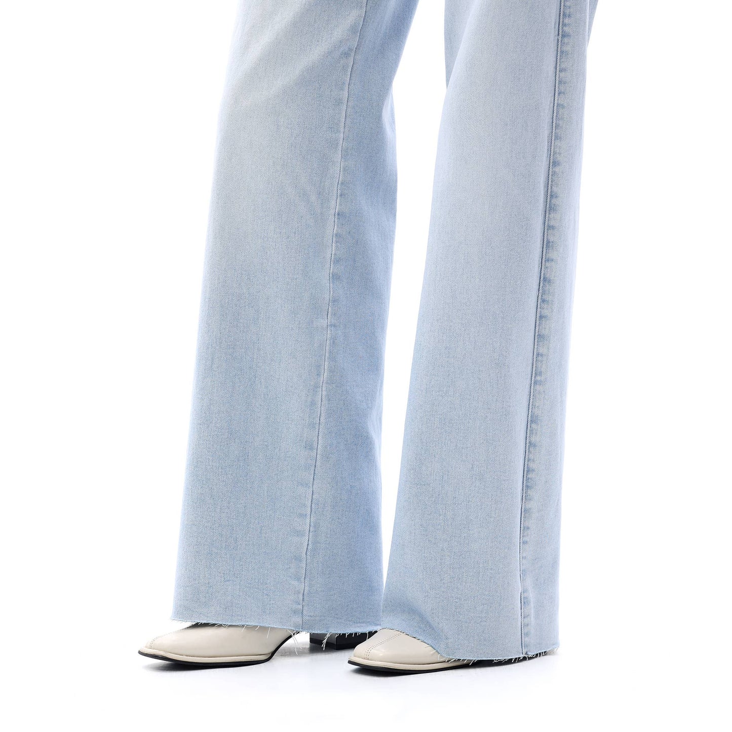 Mid Rise Wide Leg Jeans Raw Hem Vintage Distressed OSW8019: VINTAGE BLUE / 28