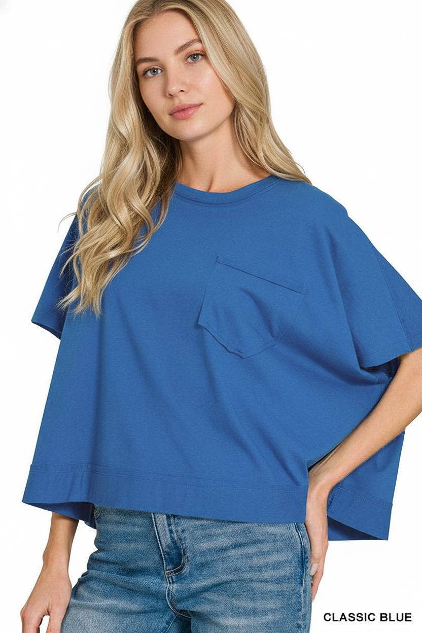 Exposed Seam Boxy Top - Zenana: TURQUOISE-196699 / L/XL