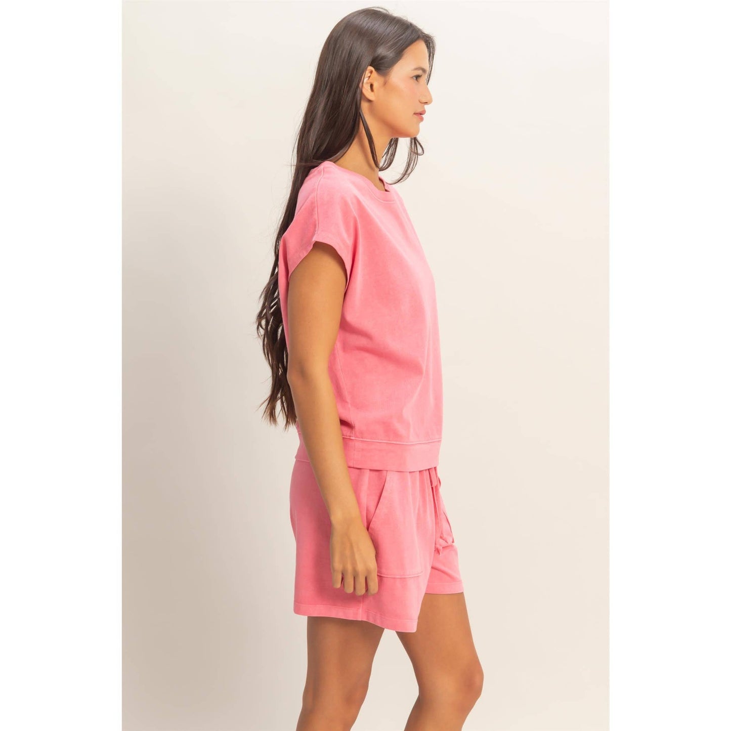 Sleeveless Crew Neck Top and Shorts Set: BLACK / S-M-L(2-2-2)