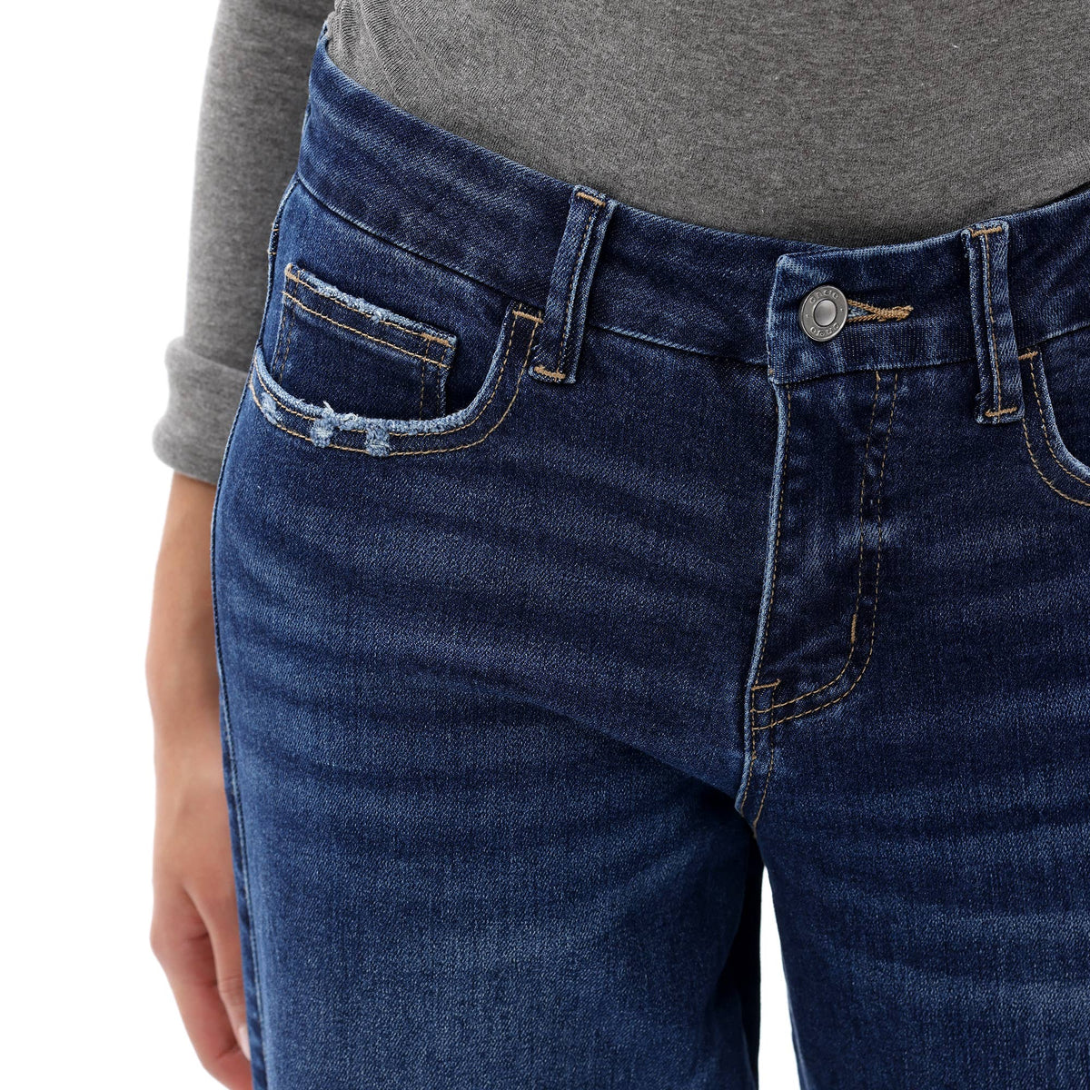 Mid Rise Wide Leg Jeans Raw Hem Vintage Distressed OSW8019: VINTAGE BLUE / 26