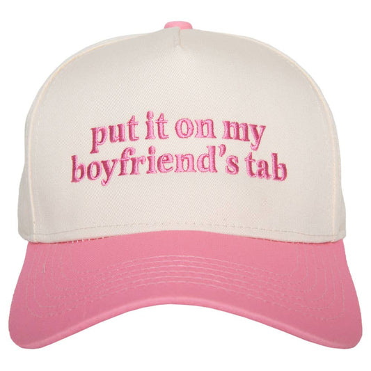 Put It On My Boyfriend's Tab Two-Toned Wholesale Vintage Hat: Pink and Tan