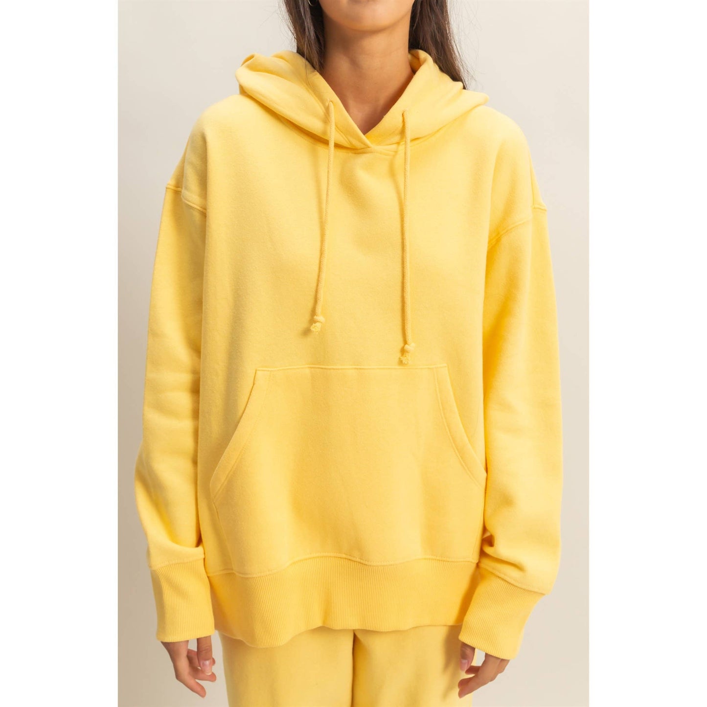 Drop Shoulder Oversized Hoodie: BANANA CREAM / S-M-L(2-2-2)