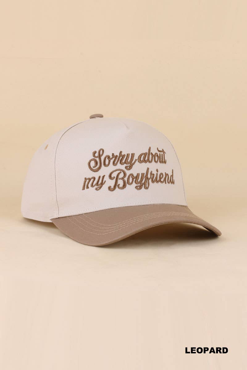 0519 Sorry About My Boyfriend Two Tone Snapback Hat SI-29864: BLACK-198983 / OS