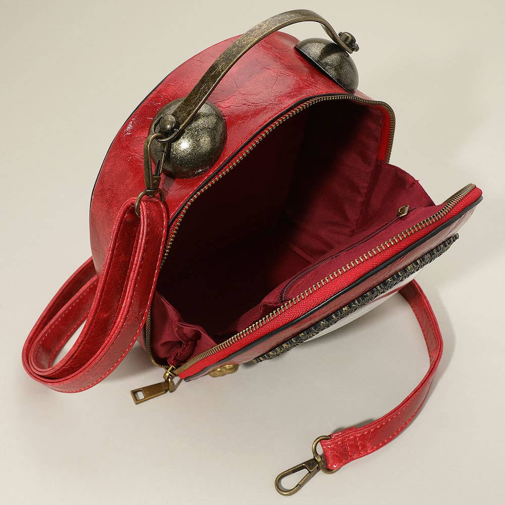 Real Working Vintage Clock Handbag / Crossbody Bag: Brown