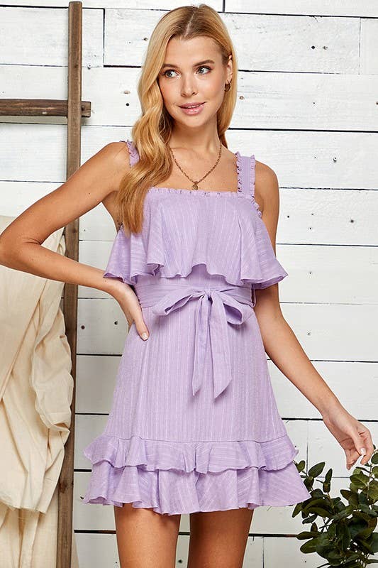 Spring Summer Outdoor Ruffle Dress 5020IMD-A: PEACH / M