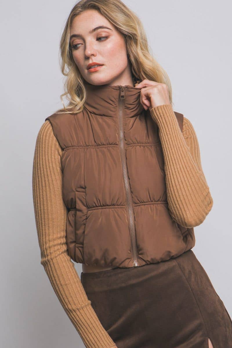 Reversible Animal Print Vest: COCOA / 2-2-2(S-M-L)
