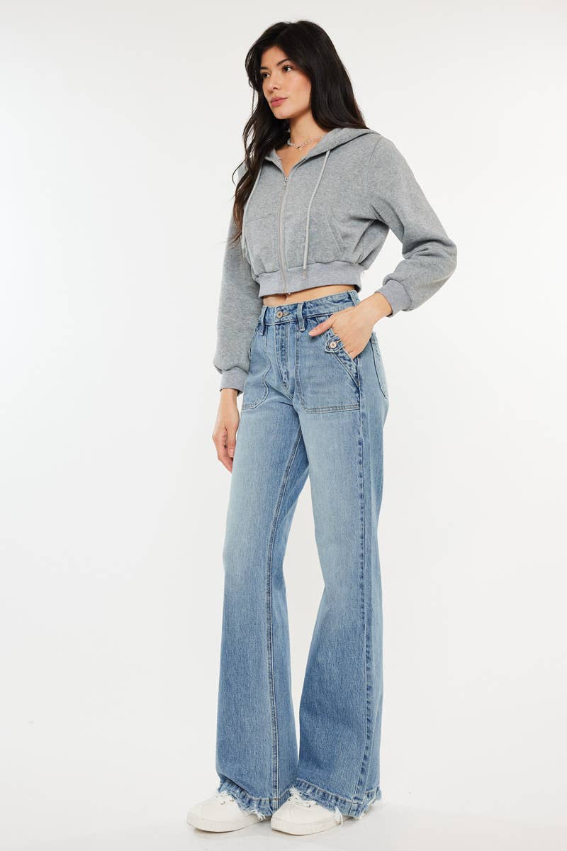 OPEN PACK HIGH RISE WIDE FLARE JEANS-KC2572M: MEDIUM / 13/30