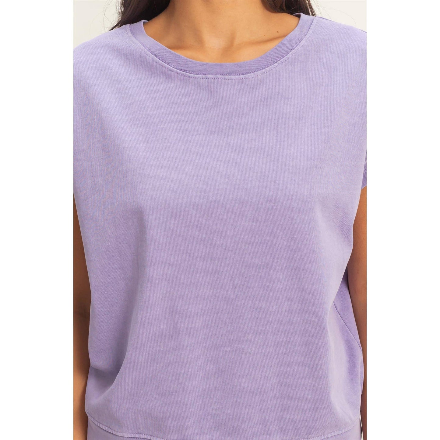 Sleeveless Crew Neck Top and Shorts Set: BLACK / S-M-L(2-2-2)