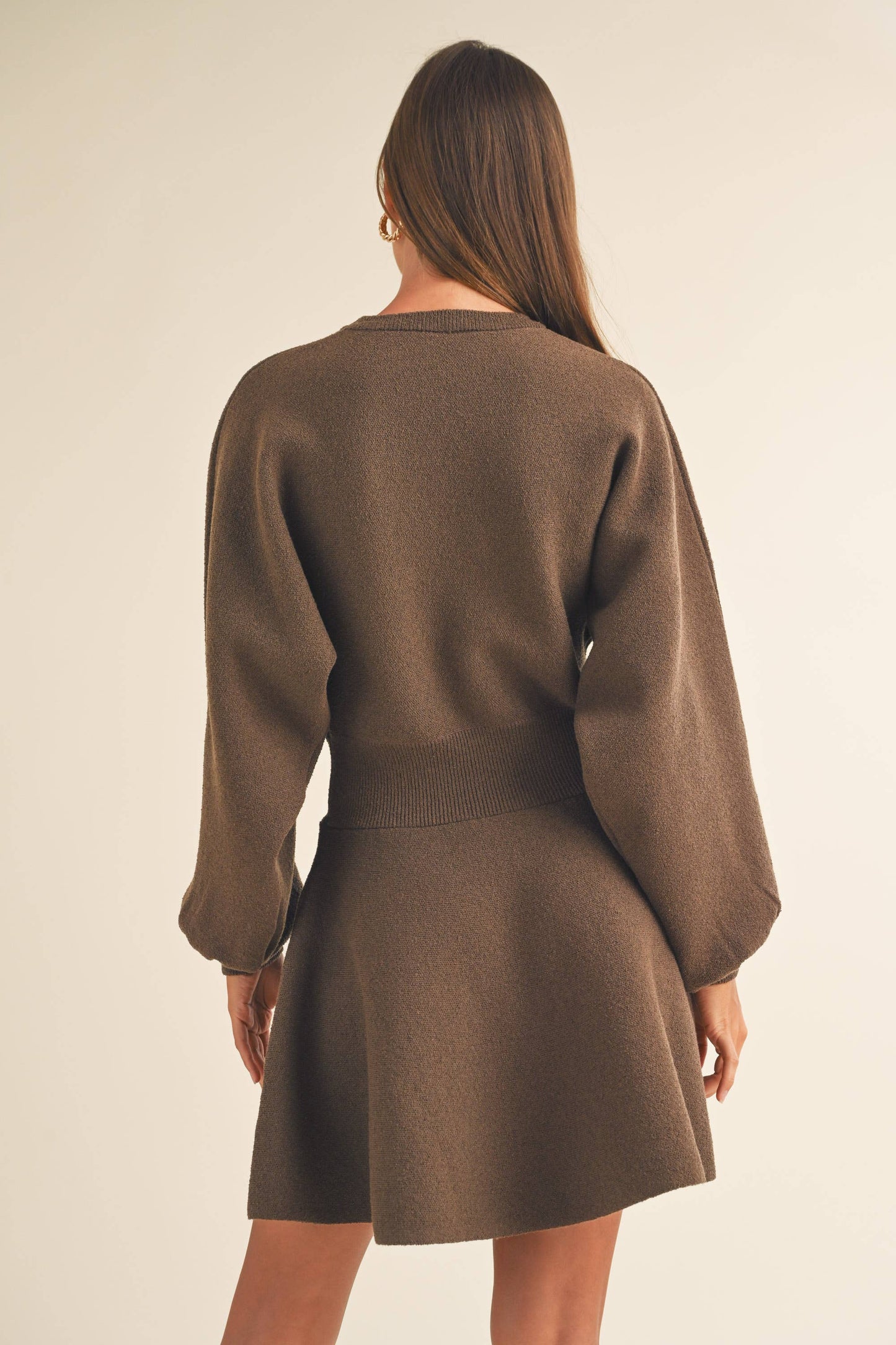 D2660   BALLON SLEEVE SWEATER DRESS: CREAM / S