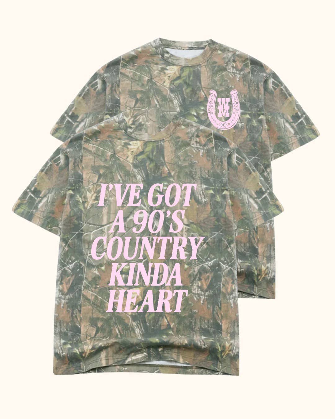 90's Country Kinda Heart Camo Tee: M