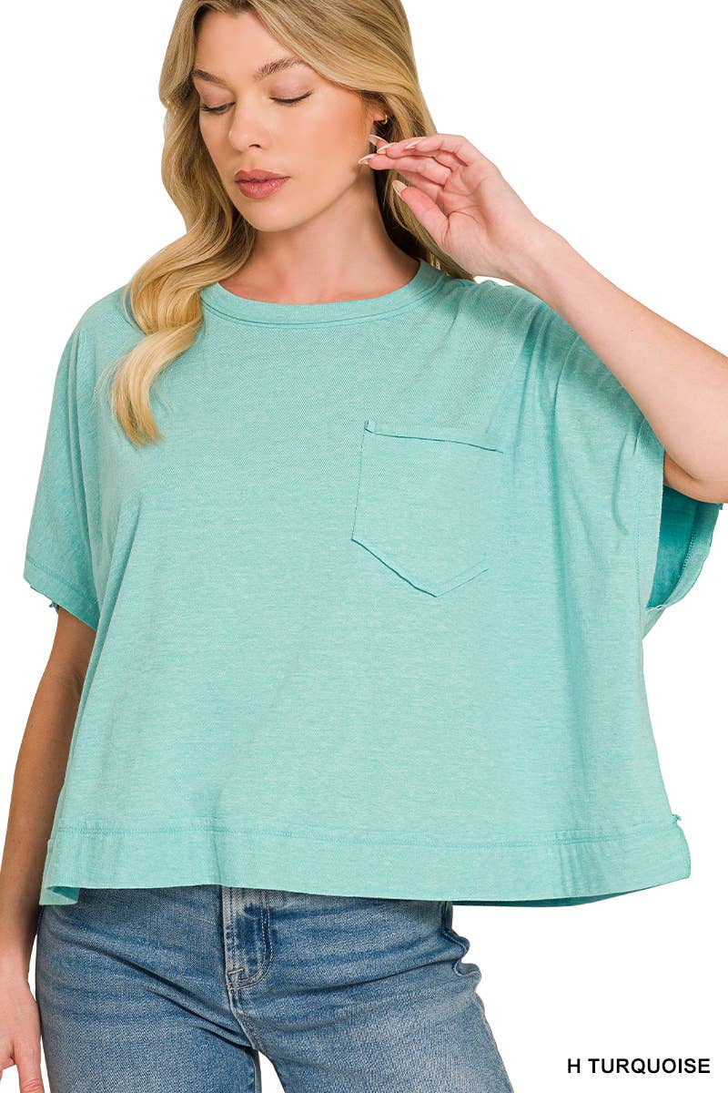 Exposed Seam Boxy Top - Zenana: TURQUOISE-196699 / S/M