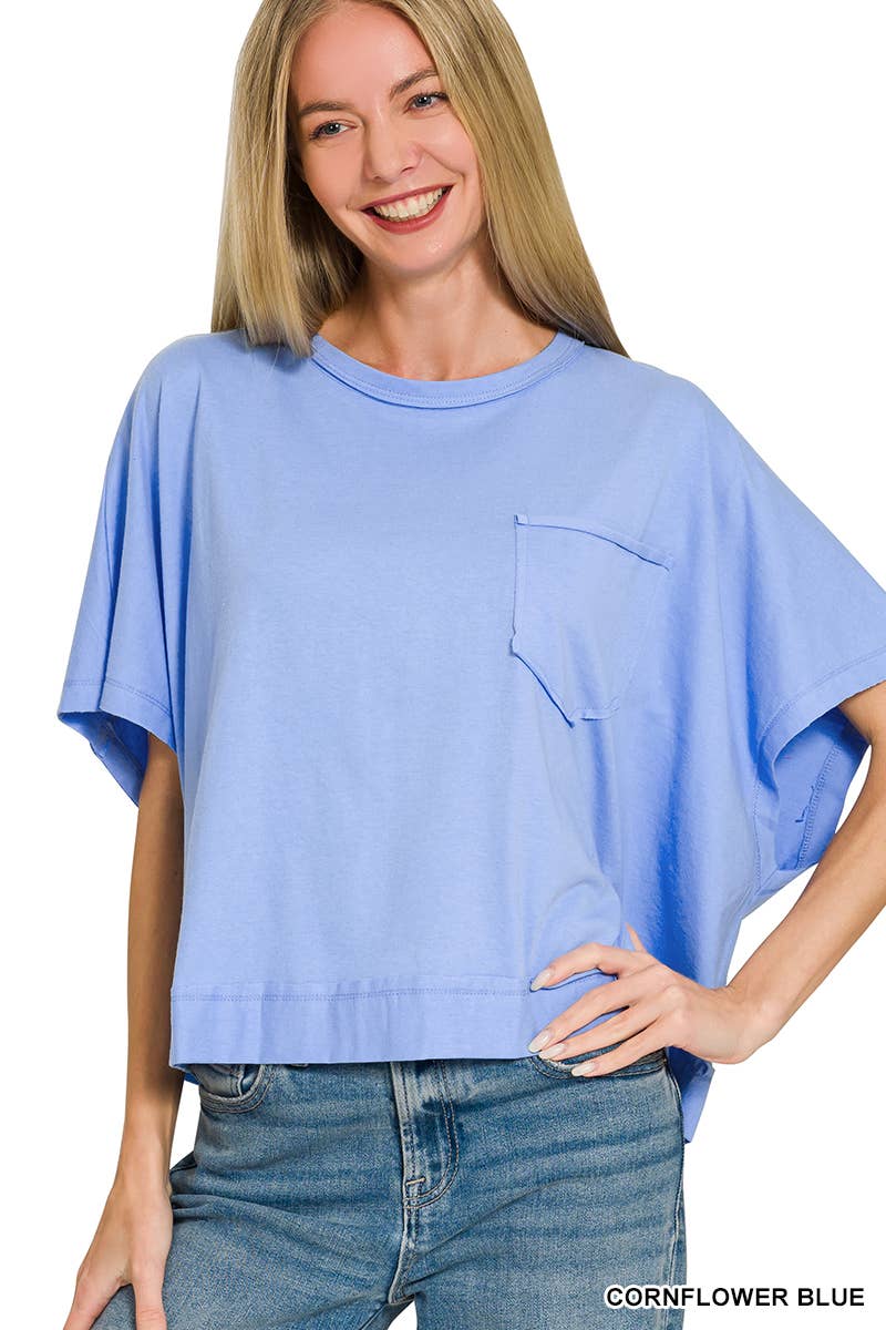 Exposed Seam Boxy Top - Zenana: TURQUOISE-196699 / S/M