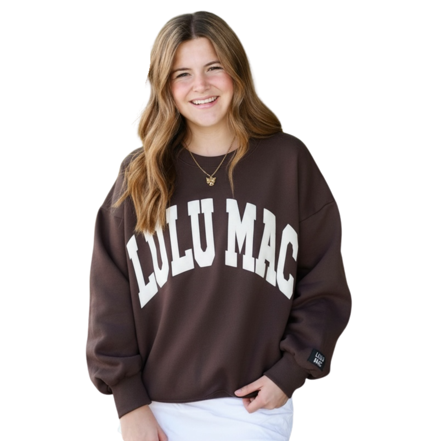 Lulu Mac Sweatshirt Brown/White- Puff: Brown/White / Medium
