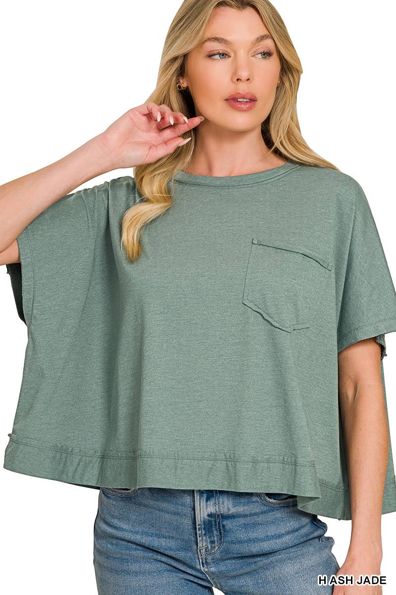 Exposed Seam Boxy Top - Zenana: TURQUOISE-196699 / S/M