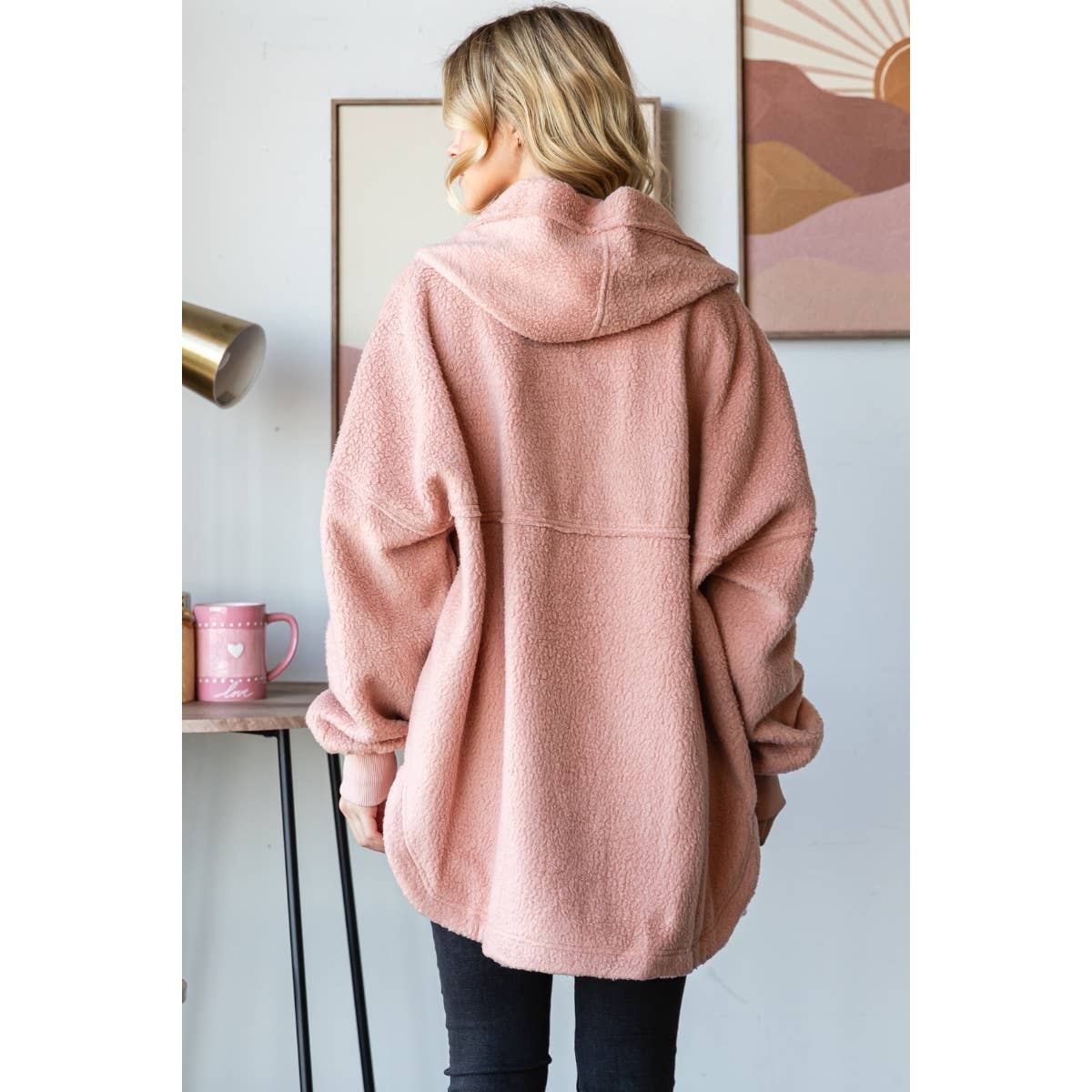 Lightweight Fleece Hooded Jacket: Hot pink / L