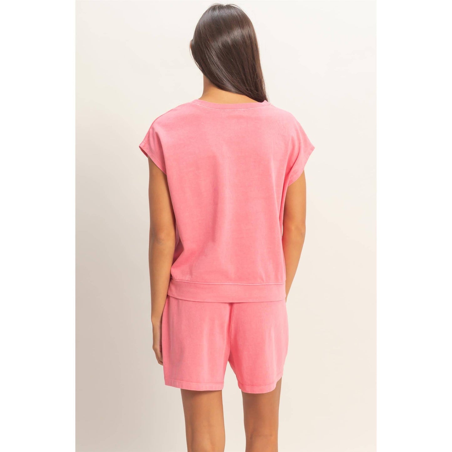 Sleeveless Crew Neck Top and Shorts Set: BLACK / S-M-L(2-2-2)