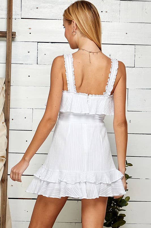 Spring Summer Outdoor Ruffle Dress 5020IMD-A: PEACH / M