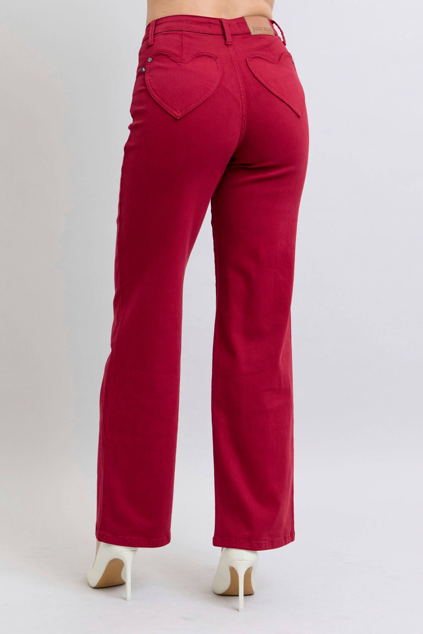 Heart Shaped Back Pockets High Waisted 90's Straight: Scarlet / 9(29)
