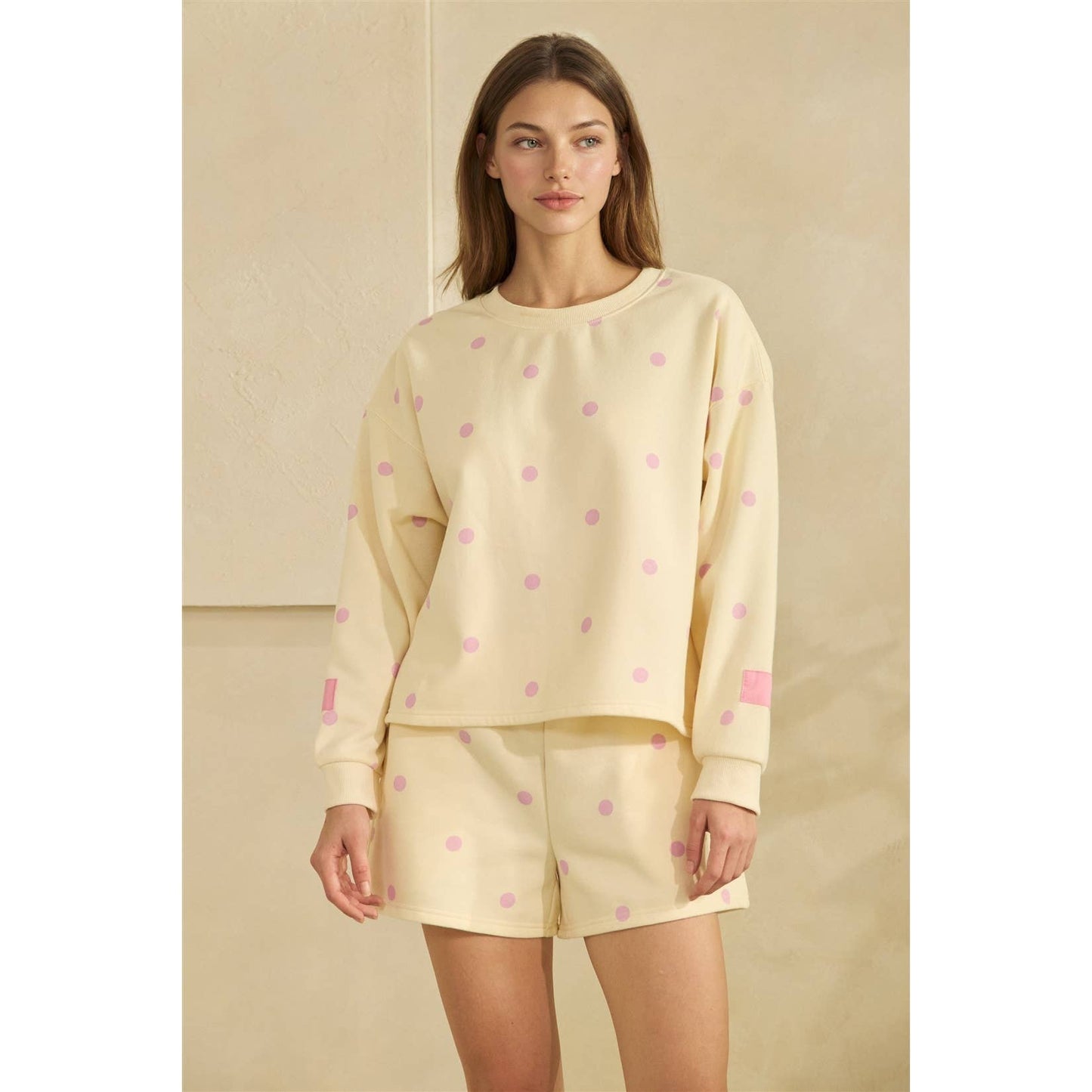 Printed Lounge Crewneck Sweatshirt: H. Grey/Red Heart / M