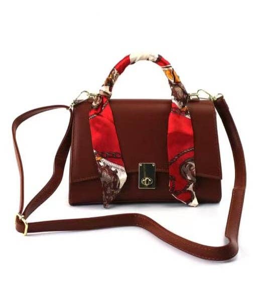 941 - Scarf-Wrapped Handle Crossbody: Black