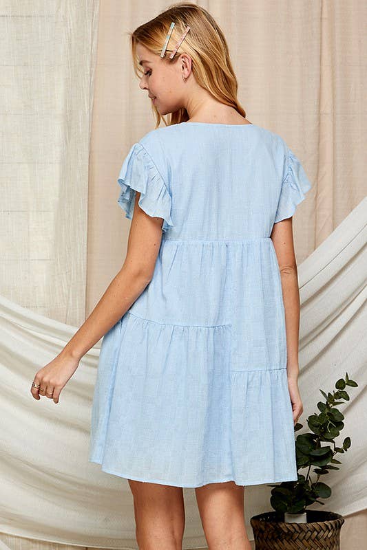 Outdoor Baby Doll Dress with Surplice Neckline 5150IMD : WHITE / L