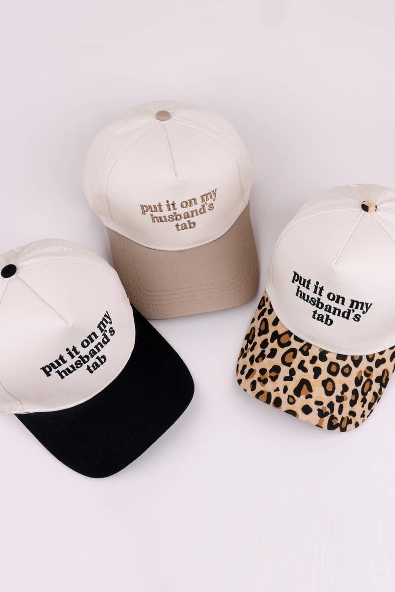 Put It On My Husband's Tab Two Tone Canvas Cap: DK FOREST-186388 / OS