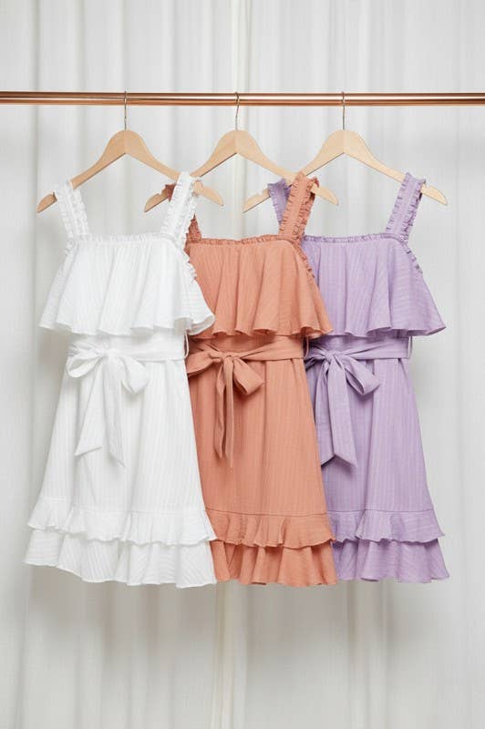 Spring Summer Outdoor Ruffle Dress 5020IMD-A: PEACH / L