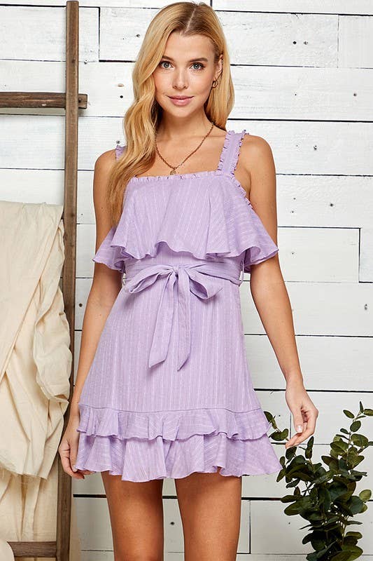 Spring Summer Outdoor Ruffle Dress 5020IMD-A: PEACH / L