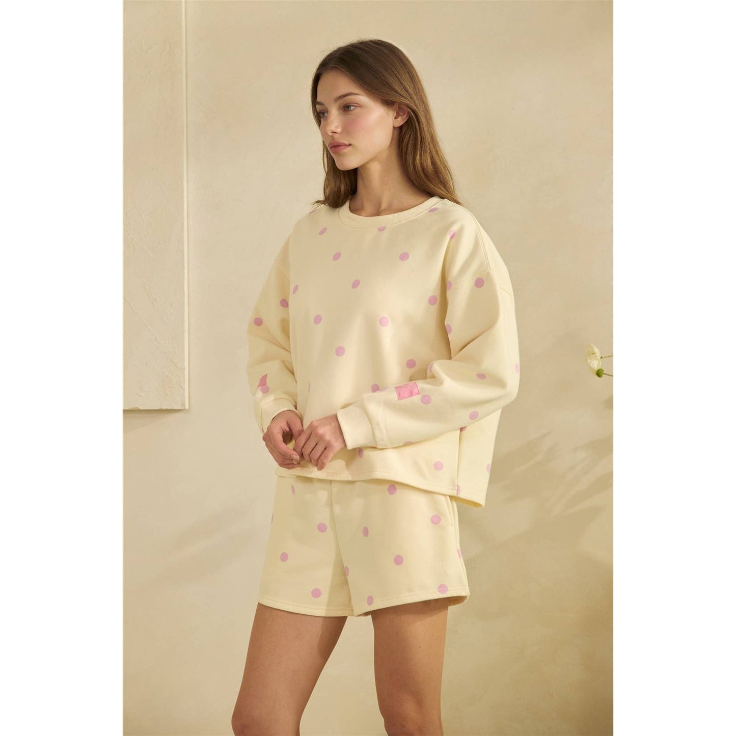 Printed Lounge Crewneck Sweatshirt: H. Grey/Red Heart / M