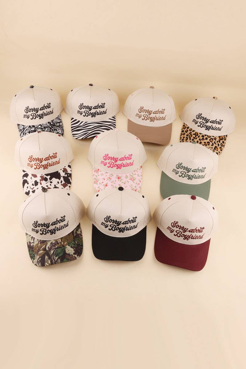 0519 Sorry About My Boyfriend Two Tone Snapback Hat SI-29864: BLACK-198983 / OS
