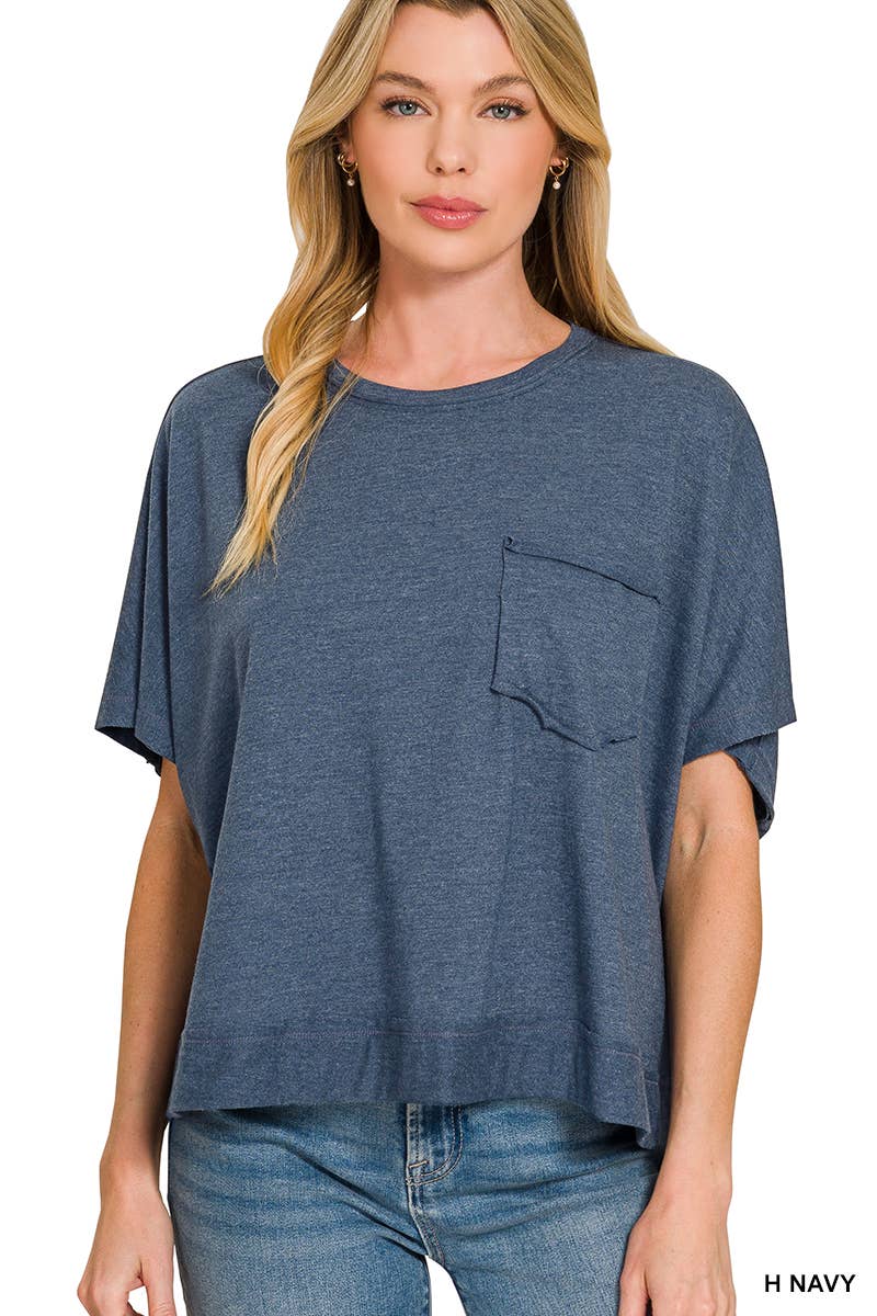Exposed Seam Boxy Top - Zenana: SAND BEIGE-196703 / L/XL