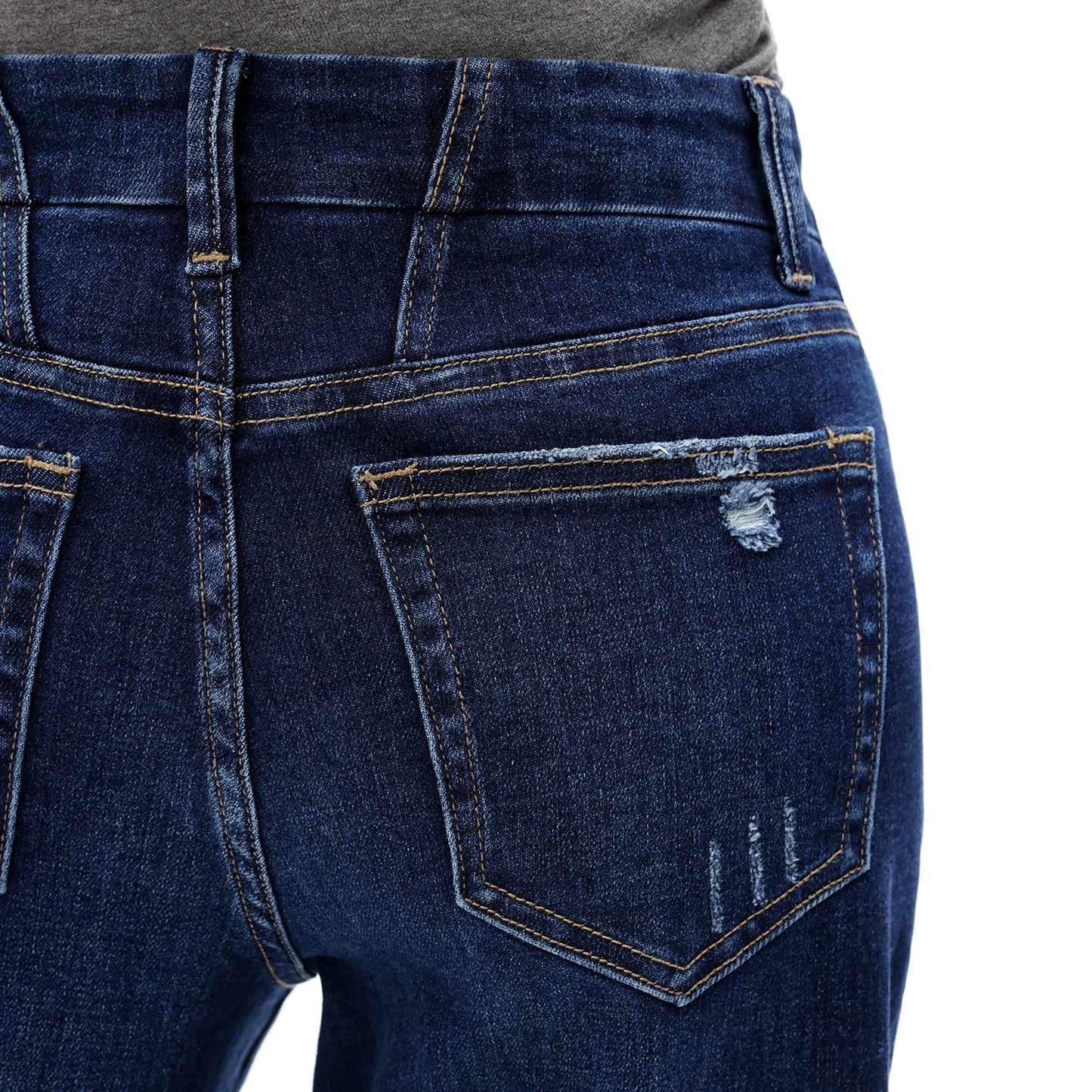 Mid Rise Wide Leg Jeans Raw Hem Vintage Distressed OSW8019: VINTAGE BLUE / 27