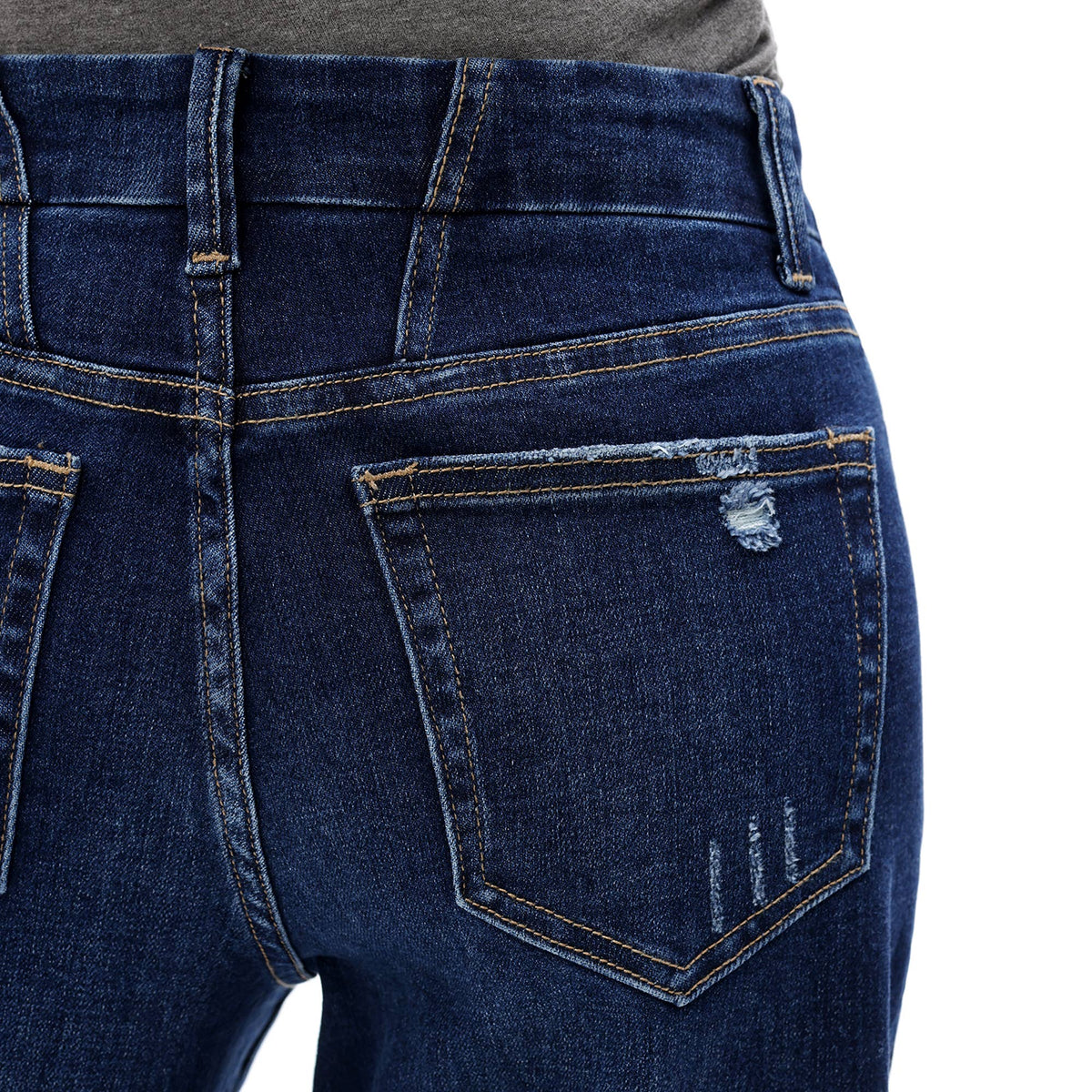 Mid Rise Wide Leg Jeans Raw Hem Vintage Distressed OSW8019: VINTAGE BLUE / 30