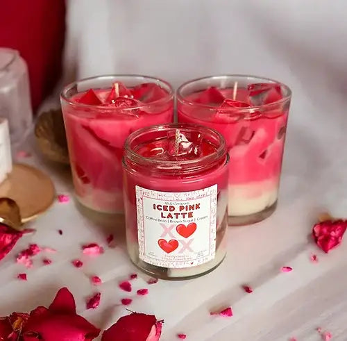 Iced Pink Latte Coconut Soy Candle: 6 oz / Pink Skull