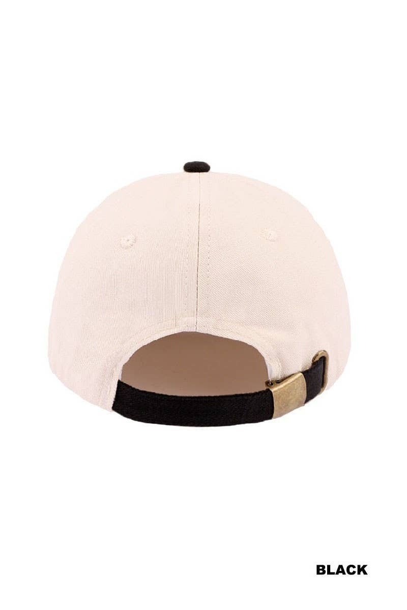 `Two Tone Canvas Cotton Cap: PAISLEY BLACK-198540 / OS