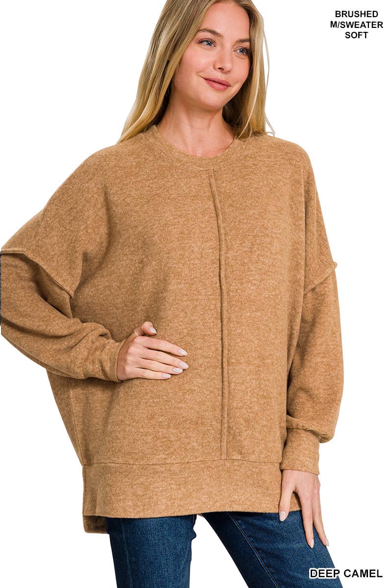 Brushed Melange Hacci Oversized Sweater: NAVY / 3-3 (S/M-L/XL)