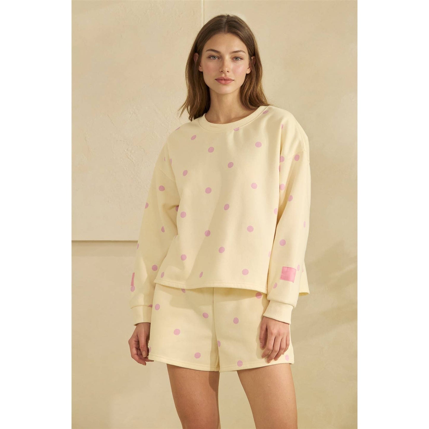 Printed Lounge Crewneck Sweatshirt: H. Grey/Red Heart / M