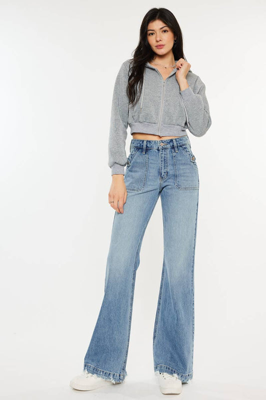 OPEN PACK HIGH RISE WIDE FLARE JEANS-KC2572M: MEDIUM / 15/31