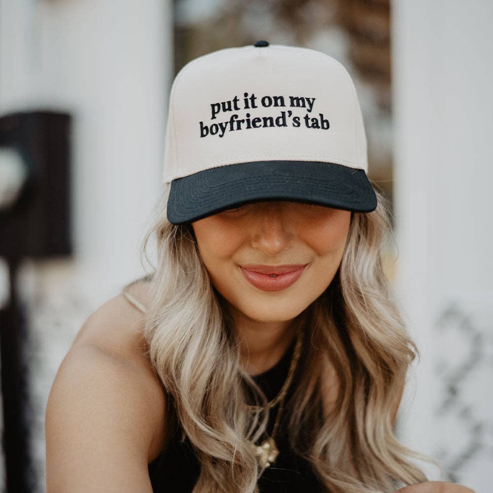 Put It On My Boyfriend's Tab Two-Toned Wholesale Vintage Hat: Pink and Tan
