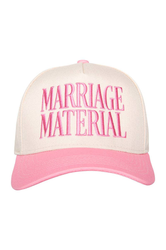 Marriage Material Two-Toned Trucker Hats For Women: Pink and Tan
